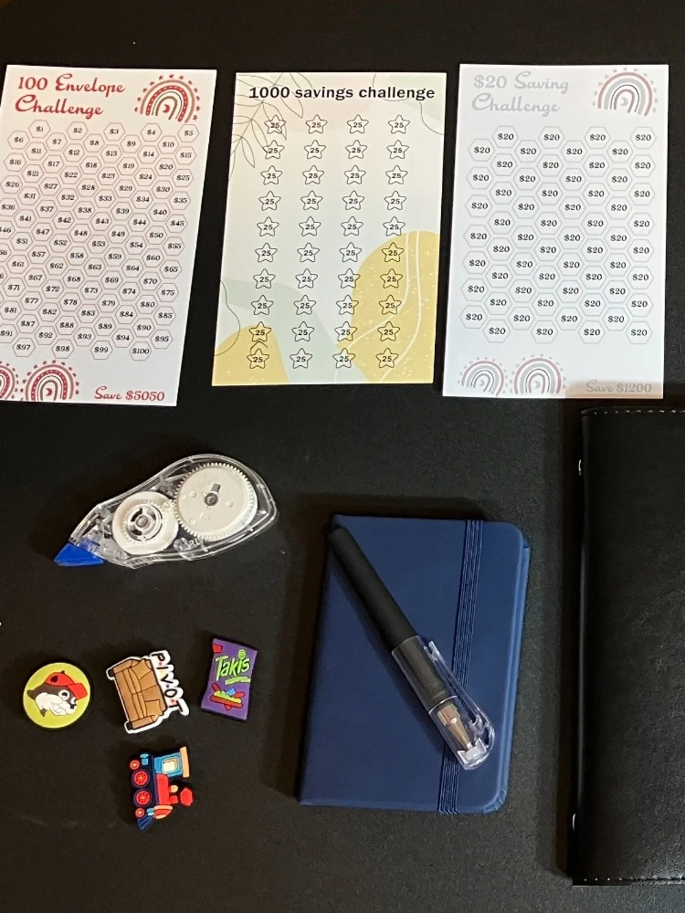 A6 Classic Black Leatherette Budget Savings Planner Snap Closure 100 Envelope